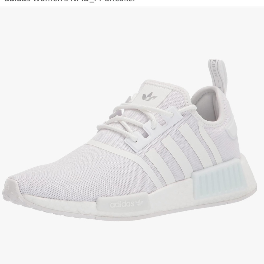 Adidas NMD_r1 Sneakers in White/White/Silver Metallic Size 9